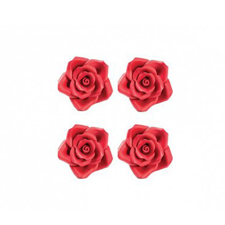 Decoratiuni Comestibile, Decor Tort - Decor Zahar - Trandafiri Rosu Ø 3.5 cm, 30 buc