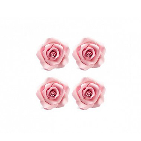 Decoratiuni Comestibile, Decor Tort - Decor Zahar - Trandafiri Roz Ø 3.5 cm, 30 buc