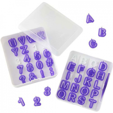 Cofetarie - Ustensile - Decupatoare Alfabet, Cifre si Simboluri Ø 3 cm, Material Plastic, Cutie 40 Buc