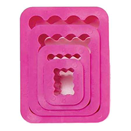 Decupatoare Forme Standard - Dreptunghi Festonat - Decupatoare Plastic 1.5 - 7.5 x H 2.2 cm, Set 4 Buc