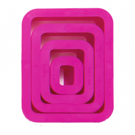 Cofetarie - Ustensile - Dreptunghi - Decupatoare Plastic 1.5 - 7.5 x H 2.2 cm, Set 4 Buc