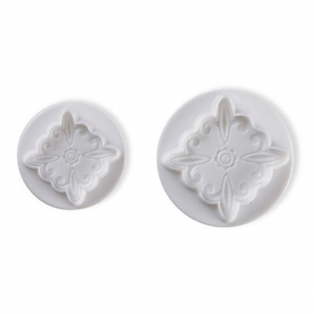 Cofetarie - Ustensile - Dantele sau Decor Patrat 4.5 si 6 cm - Decupatoare Plastic cu Extractor, Set 2 Buc