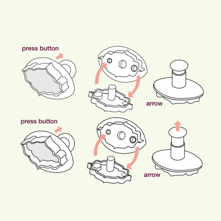 Dantele sau Decor Patrat 4.5 si 6 cm - Decupatoare Plastic cu Extractor, Set 2 Buc [3]