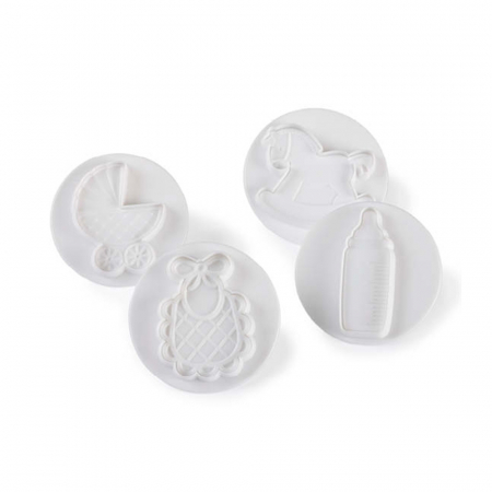 Cofetarie - Ustensile - Bebe - Decupatoare Plastic cu Extractor Ø 8 cm, Set 4 Buc