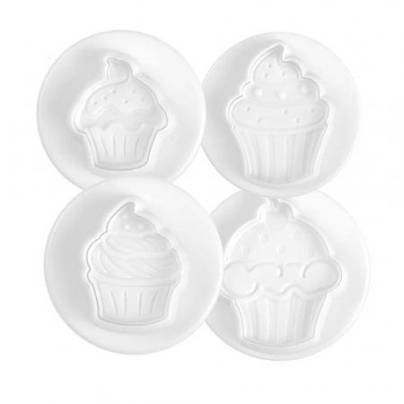 Cofetarie - Ustensile - Party Cupcakes - Decupatoare Plastic cu Extractor Ø 3.3 - 5 cm, Set 4 Buc