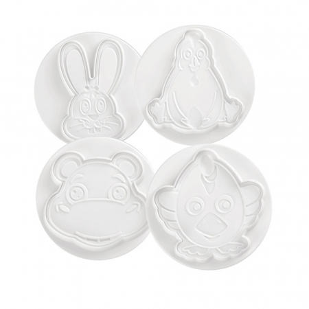 Cofetarie - Ustensile - Funny Animals - Decupatoare Plastic cu Extractor Ø 8 cm, Set 4 Buc
