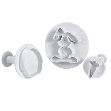 Cofetarie - Ustensile - Biscuiti sau Decoruri Paste - Decupatoare Plastic cu Extractor Ø 3.3 - 4.6 cm, Set 3 Buc