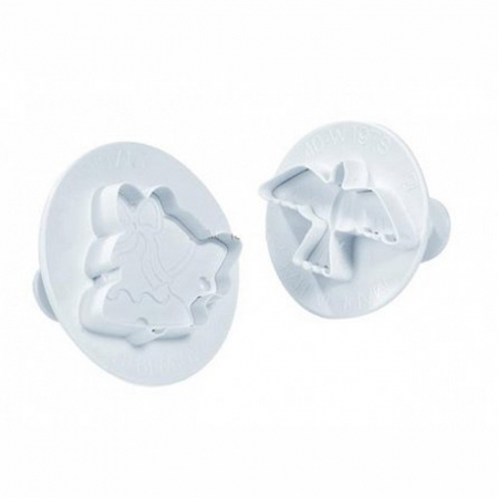 Cofetarie - Ustensile - Porumbel si Clopotel - Decupatoare Plastic cu Extractor Ø 5.7 si 6.2 cm, Set 2 Buc