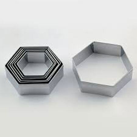 Decupatoare Forme Standard - Hexagon - Decupatoare Inox Ø 4.2 - 7.5 x H 2 cm, Cutie 7 Buc