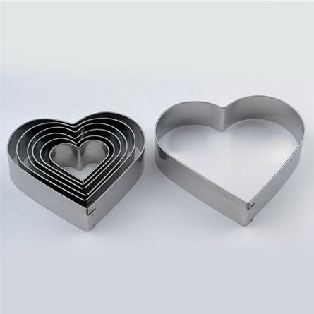 Cofetarie - Ustensile - Inima - Decupatoare Inox Ø 3.5 - 8.5 x H 2 cm, Cutie 7 Buc