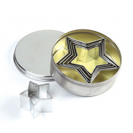 Cofetarie - Ustensile - Stea - Decupatoare Inox Ø 4.5 - 8.5 x H 2 cm, Cutie 6 Buc