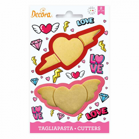 Cofetarie - Ustensile - Decupatoare Love Plastic, Ø 10 si 12 x H 2.2 cm, Set 2 Buc 