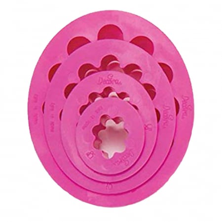 Cofetarie - Ustensile - Oval Festonat - Decupatoare Plastic Ø 1.5 - 8.5 x H.2 cm, Set 4 Buc