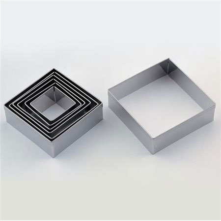Decupatoare Forme Standard - Patrat - Decupatoare Inox, 2.7 - 6.5 x H 2 cm, Cutie 7 Buc