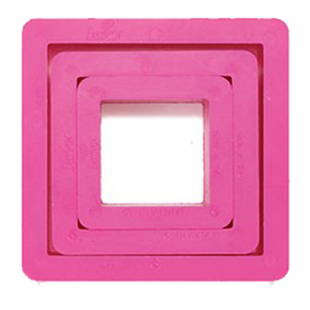 Cofetarie - Ustensile - Patrat - Decupatoare Plastic 3.5 - 7 x H 2.2 cm, Set 3 Buc
