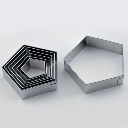 Decupatoare Forme Standard - Pentagon - Decupatoare Inox Ø 3 - 8 x H 2 cm, Cutie 7 Buc
