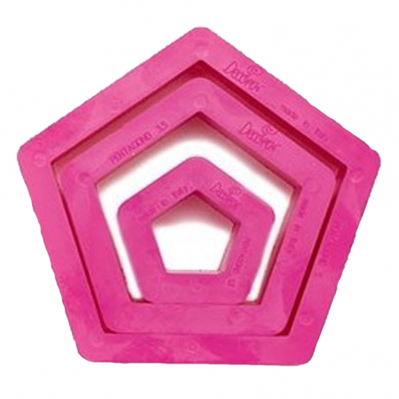 Cofetarie - Ustensile - Pentagon - Decupatoare Plastic Ø 2.2 - 7.5 x H 2.2 cm, Set 3 Buc