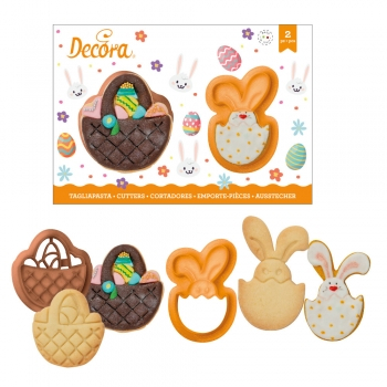 Cofetarie - Ustensile - Biscuiti sau Decoruri Paste - Decupatoare Plastic Ø 6.5 si 7.5 x H 2.2 cm, Set 2 Buc