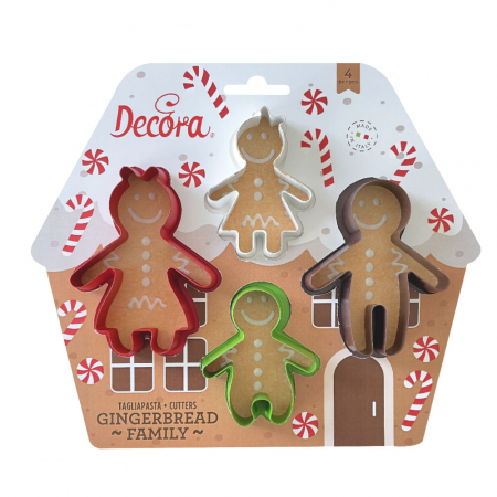 Cofetarie - Ustensile - Decupatoare Plastic Craciun - Familia Fericita, 6 - 11 x 8 x H 2.2 cm, 4 buc