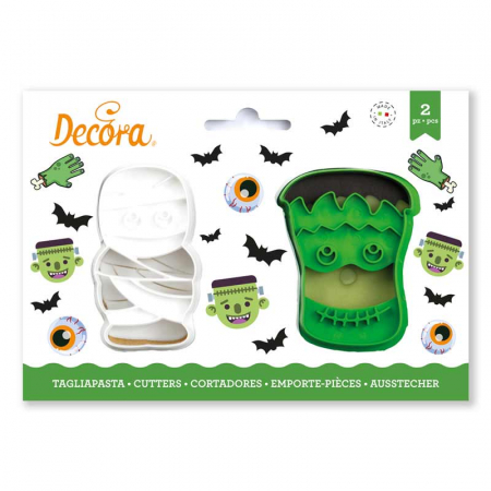Cofetarie - Ustensile - Decupatoare Plastic Halloween - Mumie si Monstru Ø 8 x H 2.2 cm, 2 Buc