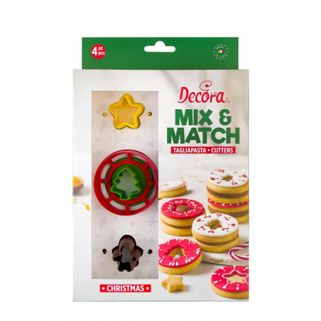Cofetarie - Ustensile - Decupatoare Plastic Mix & Match Craciun, Ø 3 si 6 x H 2.2 cm, 4 buc