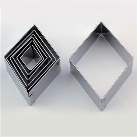 Decupatoare Forme Standard - Romb - Decupatoare Inox Ø 3 - 9 x H 2 cm, Cutie 7 Buc