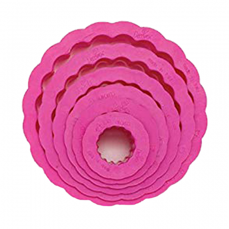 Cofetarie - Ustensile - Rotund Festonat - Decupatoare Plastic Ø 1.5 - 8 x H 2.2 cm, Set 6 Buc