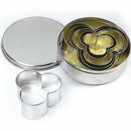 Cofetarie - Ustensile - Trifoi - Decupatoare Inox Ø 4 - 9 x H 3 cm, Cutie 6 Buc