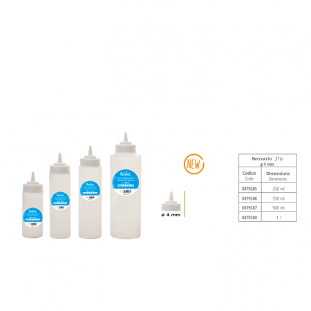 Brutarie, Patiserie - Ustensile - Dispenser Sosuri / Glazuri pentru Dozare si Plating Ø 4 mm, 500 ml