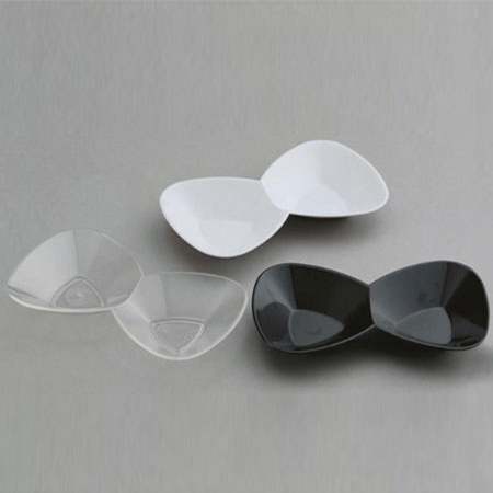 Accesorii Candy Bar, Bufet, Catering - Farfuriute Double 11 x 6.5 x H 2 cm, Plastic Negru, Set 100 Buc
