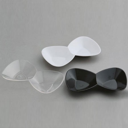 Accesorii Candy Bar, Bufet, Catering - Farfuriute Double 11 x 6.5 x H 2 cm, Plastic Transparent, Set 20 Buc