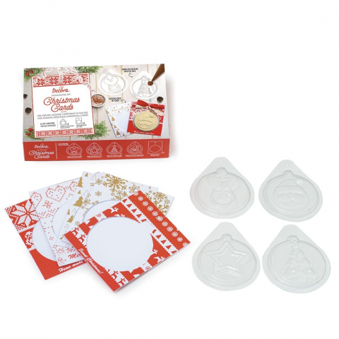 Matrite Plastic Decoruri Ciocolata - Felicitari Ciocolata Craciun - Set 8 Matrite Plastic 14.2 x 11.4 cm si Accesorii Ambalare