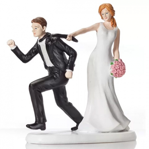 Accesorii Tort, Candy Bar, Bufet - Figurina Tort Necomestibila, Mire si Mireasa Comic Moment H 15 cm