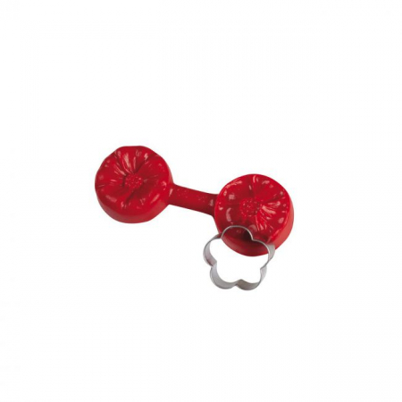 Ustensile Decor Pasta de Zahar - Floare de Cires - Decupator Inox si Mulaj Silicon Ø 2.5 cm, Set 2 Buc