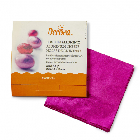 Ambalaje, Etichete, Suporturi - Foite Ambalare 10 x 10 cm, Aluminiu Fucsia, 150 Buc