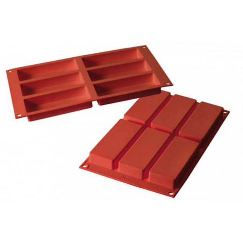 Forme Silicon Monoportii, Mignon - Forma de silicon dreptunghiulara, SF128 Slim, 6 cavitati, 120 x 45 x h 20 mm