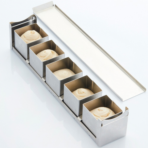 Cofetarie - Ustensile - Forma Inox Coacere Produse Model Geometric Cub Mini 6 x 6 x H 6 cm, vol. 220 ml - Set 5 buc