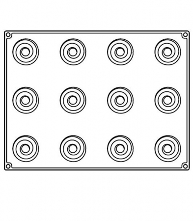 Forme de Silicon Cofetarie - Forma Silicon Bachour, Monoportii Over, Ø 6.5 x h 5 cm, 90 ml, 12 cavitati