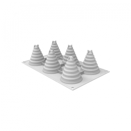 Forme de Silicon Cofetarie - Forma Silicon Brad Craciun (Sapin Magique) Ø 6.7 x H 7.4 cm, 6 cavitati, 85 ml