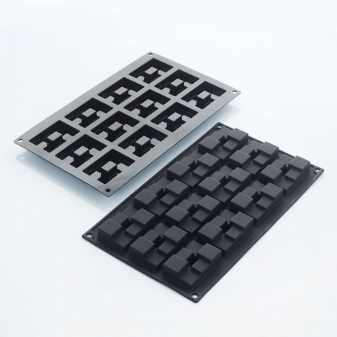 Forme de Silicon Cofetarie - Forma Silicon Brick 6 x 4 x H 1.6 cm, 12 cavitati, 27 ml