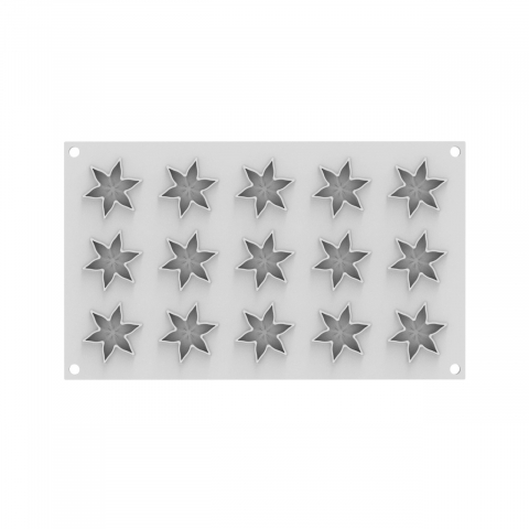 Forme Silicon pentru Decor si Plating - Forma Silicon Decor Top/Insertie, Corollas Floral Ø 4.5 x H 0.6 cm, 15 cavitati, 4 ml
