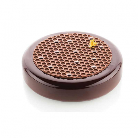 Forme Silicon pentru Decor si Plating - Forma Silicon Decor Top / Insertie, Fagure si Alibinute, Ø 14 - Ø 18 x H 0.25 cm, 2 cavitati (ALVEOLE 9)