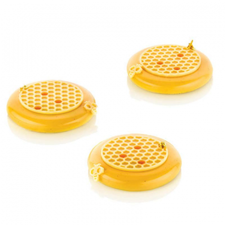 Forme Silicon pentru Decor si Plating - Forma Silicon Decor Top/Insertie, Fagure Ø 7.5 x H 0.2 cm, 5 cavitati (ALVEOLE 3)