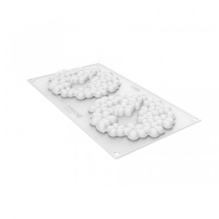 Forme Silicon pentru Decor si Plating - Forma Silicon Decor Top/Insertie Flora Ø 14 x H 1 cm, 2 cavitati, 80 ml