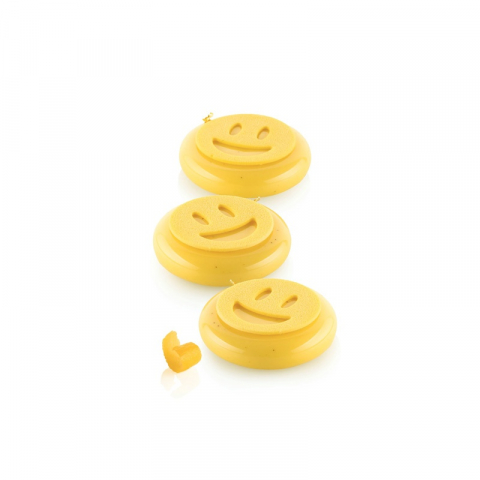 Forme Silicon pentru Decor si Plating - Forma Silicon Decor Top/Insertie, Smiley Face Ø 5 x H 0.2 cm, 7 cavitati, 2 ml