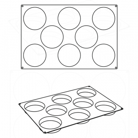 Forma Pavoflex 60x40 cm Discuri Ø14xH3 cm, 8 cavitati, 130 ml [2]