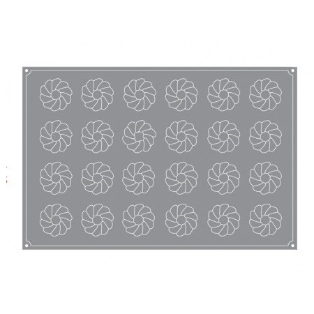 Forme 60x40cm Monoportii, Mignon - Forma Pavoflex 60x40 cm Fantezie Ø7.5xh4.8 cm, 24 cavitati, 120 ml