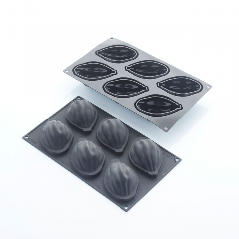 Forme de Silicon Cofetarie - Forma Silicon Fruct Cacao 9.5 x 6.1 x H 3.9 cm, 6 cavitati, 95 ml