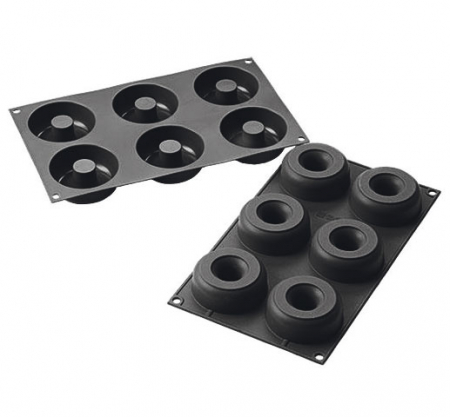 Forme 17.5x30cm Monoportii, Mignon - Forma Silicon Gogosi Donuts Ø7.5xH2.8cm, 6 cavitati  