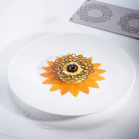 Forme de Silicon Cofetarie - Forma Silicon Gourmand Forma Rotunda Floare Jasmine Ø 11.5 x H 0.15 cm, 3 cavitati